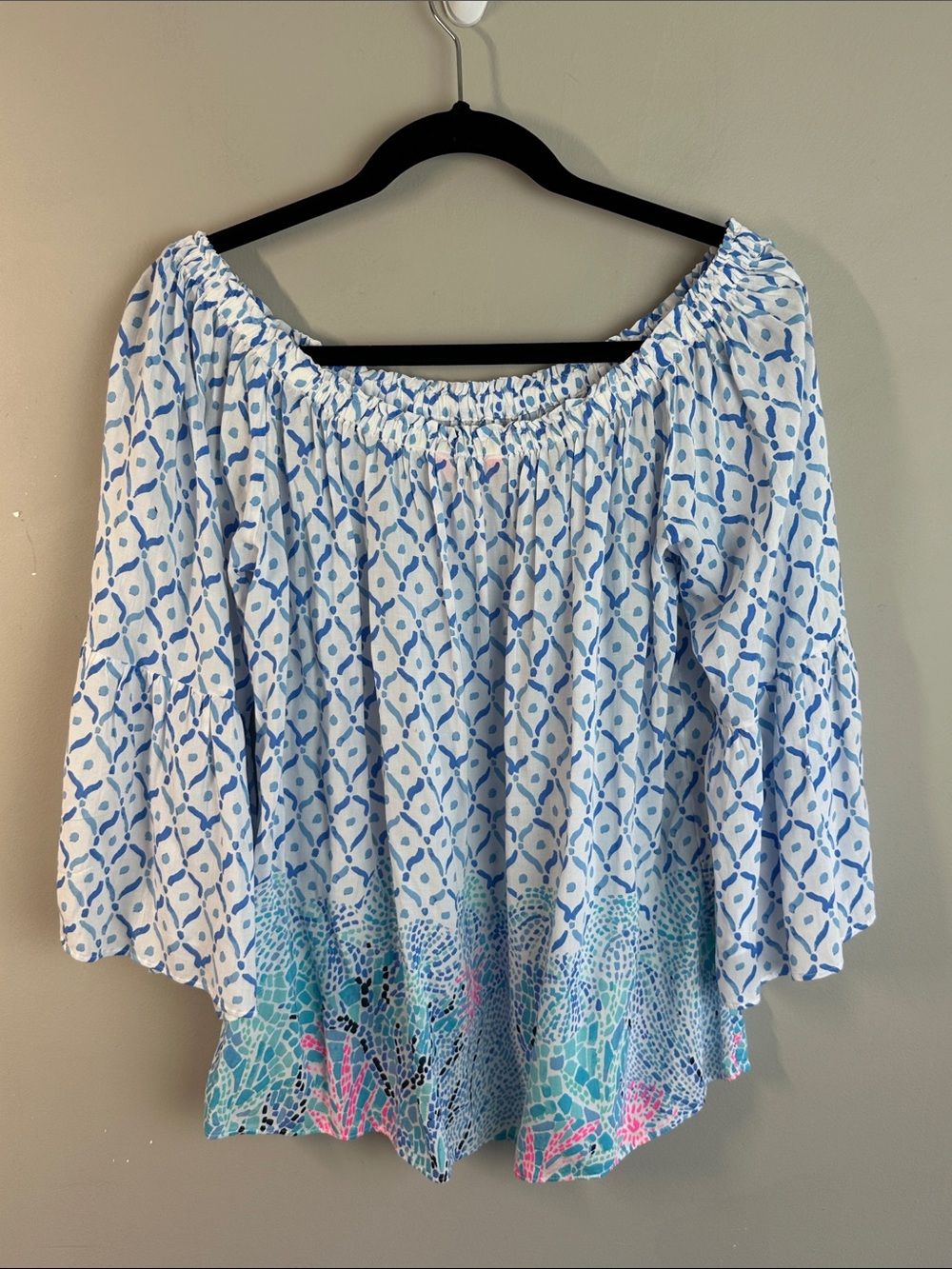 Lilly Pulitzer Nevie Off The Shoulder Blouse Size M Beach Resortwear - Picture 6 of 11